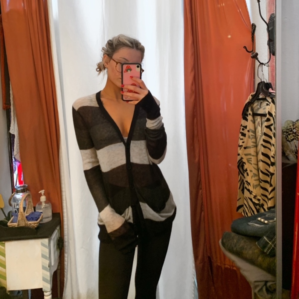 Brand cardigan. Long striped sweater mohair mix